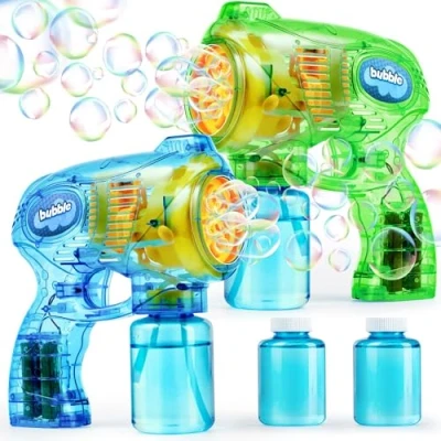 Abbildung von JOYIN (2 * 148 ml) 2 Seifenblasenpistole für Kinder mit Seifenblasenflüssigkeit, Seifenblasengebläse Seifenblasen Party Geschenke, Geburtstag, Outdoor Indoor Aktivität, Sommer Spielzeug，Ostern