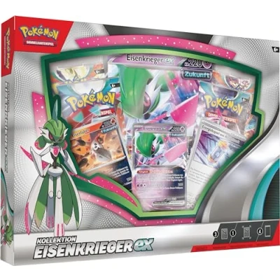 Abbildung von Pokémon Sammelkartenspiel: Kollektion Eisenkrieger ex (1 holografische Promokarte, 1 überdimensionale Karte &amp; 4 Boosterpacks)