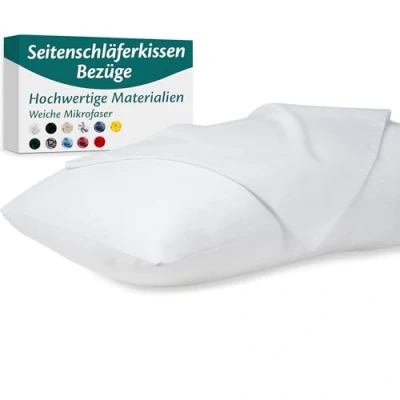 Abbildung von Seitenschläferkissen Bezug 40 x 145 Mikrofaser Premium 2er Set Kissenbezug Deko für Kissen Bett/Sofa Stoff Weicher Resistent Hypoallergen Anti Milben Kopfkissenbezug Verdecktem Zip Voll Waschbar