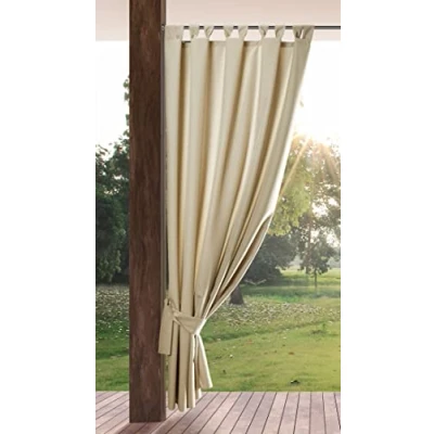 Abbildung von Eurofirany Garden Outdoorvorhäng mit Schlaufenschal 1 STK. Abnehmbaren Schlaufen, Sonnenschutz Sichtschutz Winddicht Wasserdicht Vorhäng für Pavillon Terrasse Pergola, 155x220 cm, Hellbeige
