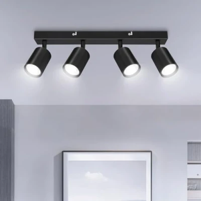 Abbildung von Ketom LED Deckenstrahler Schwarz, Deckenlampe 4 Flammig Schwenkbar, GU10 Küchenlampe Deckenleuchte Srahler, Modern Deckenspot Lampe für Küche, Wohnzimmer, Ohne Leuchtmittel