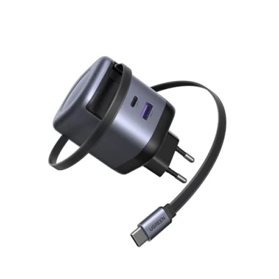 Abbildung von UGREEN Nexode USB C Einziehbares Ladegerät 65W GaN Netzteil mit Ladekabel 3 Port Schnellladegerät PPS 45W Charger für Reise kompatibel MacBook Pro/Air, Galaxy S A Serie, iPhone 16 8 iPads