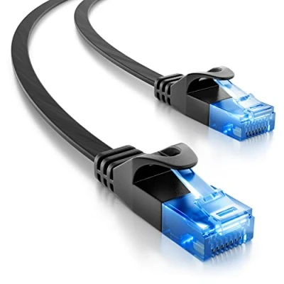 Abbildung von deleyCON 3,0m CAT6 Flaches Netzwerkkabel 1000 Mbit Gigabit LAN Cat 6 RJ45 Ethernet Patchkabel Verlegekabel Flach für Internet Switch Router Modem Patchpanel Schwarz