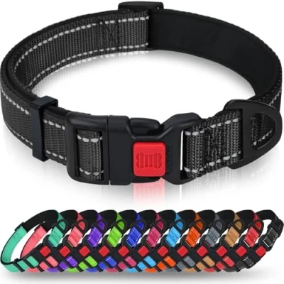 Abbildung von Taglory Hundehalsband, Weich Gepolstertes Neopren Nylon Hunde Halsband für Kleine Hunde, Verstellbare und Reflektierend das Training, Schwarz
