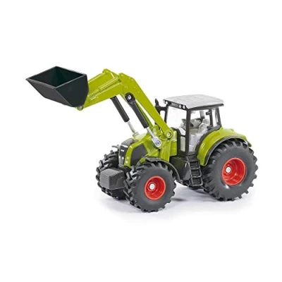 Abbildung von siku 1979, Claas Axion 850 Traktor mit Frontlader, 1:50, Metall/Kunststoff, Grün, Bewegliche Schaufel, Heckkupplung, Kombinierbar Anhängern im gleichen Maßstab