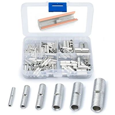 Abbildung von Wirefy Stoßverbinder unisoliert Quetschverbinder, Crimpverbinder ohne Schrunpfschlauch Kabel Crimp Verbindung im Set 0,25 10mm² 100 Stück