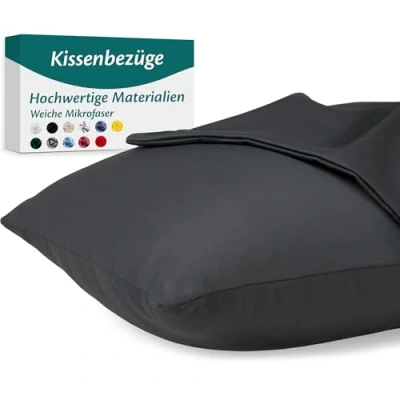 Abbildung von Kissenbezug 50x70 Mikrofaser Premium 2er Set Kissenhülle Deko für Kissen Bett/Sofa Stoff Superweicher Resistent Hypoallergen Anti Milben Atmungsaktiv Kopfkissenbezug mit Verdecktem Zip Voll Waschbar