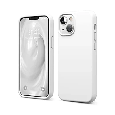 Abbildung von elago Liquid Silicone Case Kompatibel mit iPhone 13 Mini Hülle (5,4&quot;), Hochwertiges Silikon, Rundumschutz Handyhülle : 3 Layer Struktur Schutzhülle, Kratzfestes Weiches Mikrofaserfutter (Weiß)