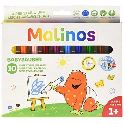 Abbildung von Malinos 300011 Fasermaler Babyzauber ab 1 Jahr, 10 Stück (1er Pack)
