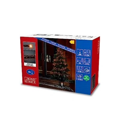 Abbildung von Konstsmide 3649 800 Micro LED Lichterkette, gefrostet / für Außen (IP44) 1200 bernsteinfarbene Dioden 24V Außentrafo schwarzes Kabel, Bernstein