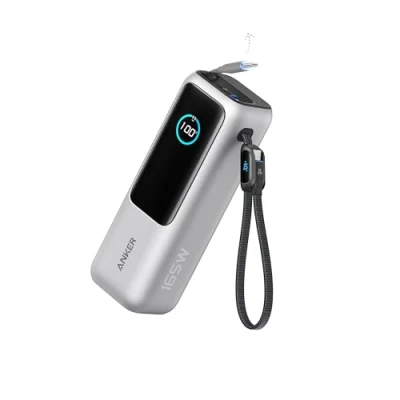 Abbildung von Anker Laptop Powerbank, 25.000mAh externer Akku mit 3X 100W USB C Ports Für Multi Geräte Ladeleistung, Integriertes + einziehbares Kabel, iPhone 16/15, MacBook, Samsung und mehr