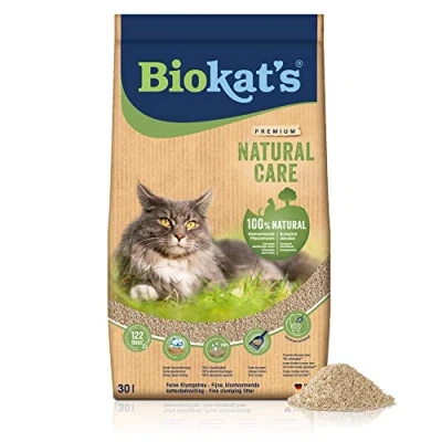 Abbildung von Biokat&#039;s Natural Care Feine klumpende Katzenstreu aus nachwachsenden und kompostierfähigen Pflanzenfasern 1 Sack (1 x 30 L)