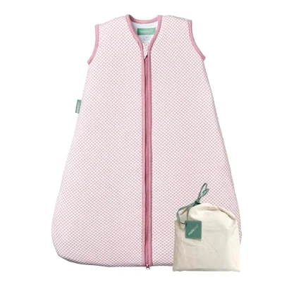 Abbildung von molis&amp;co Baby Schlafsack ärmellos Ideal für Frühling und Herbst Babyschlafsack 1 tog ohne Ärmel Leicht gepolstert 100% Baumwolle (Oeko TEX 100), Premium Qualität Vichy Pink (95 cm)