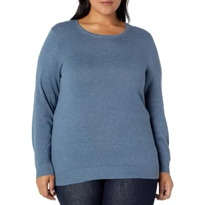 Abbildung von Amazon Essentials Damen Leichter, Langärmeliger Pullover Mit Rundhalsausschnitt (Erhältlich in Übergröße), Blau, M