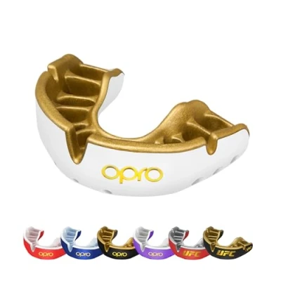Abbildung von OPRO Gold Level Mundschutz, Mundschutz Sport Erwachsene und Kinder, mit Vorgesetzter Komfort für Boxen, Lacrosse, MMA, Kampfsport, Hockey alle Kontaktsportarten (Weiß, Jugendliche)