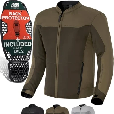 Abbildung von SHIMA OpenAir Motorrad Jacke Herren mit Protektoren AirForce Rückenprotektor Motorradjacke Sommer Mesh Belüftet Textiljacke Schutzjacken Protektorenjacke Luftige (Männer, Braun, 3XL)
