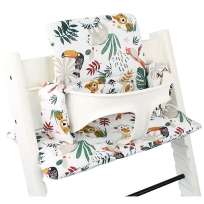 Abbildung von Ukje Kissen kompatibel mit Stokke Tripp Trapp Weiches Sitzkissen für Säuglinge, Babys &amp; Kleinkinder, Hochstuhlzubehör, Baumwollstoff Einsatz, Handgefertigt in Europa (Weißer AFFE)