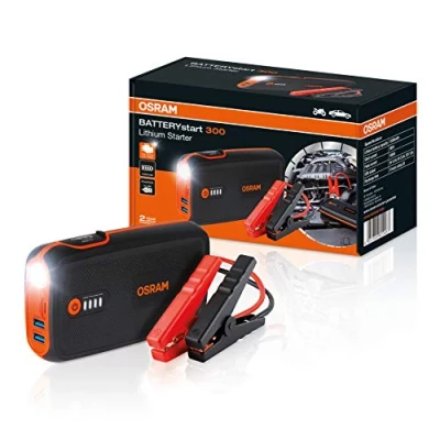 Abbildung von OSRAM BATTERYstart 300, KFZ Starthilfe, Lithium Batteriestarter 1500A 12V für Motorrad &amp; PKW mit Powerbank Funktion bis zu 6L Benzin 3L Dieselmotoren, Schwarz