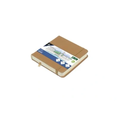 Abbildung von Kangaro Art Skizzenbuch 12x12cm Taupe PU Hardcover 80 Blatt 140 Gramm cremefarbenes Papier mit Gummiband und Band