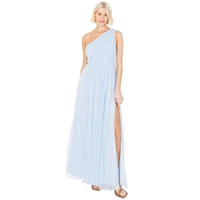 Abbildung von Anaya with Love Damen Womens Ladies Maxi One Cold Shoulder Dress Slit Split Sleeveless Prom Wedding Guest Bridesmaid Ball Evening Gown Kleid, Light Blue, 34