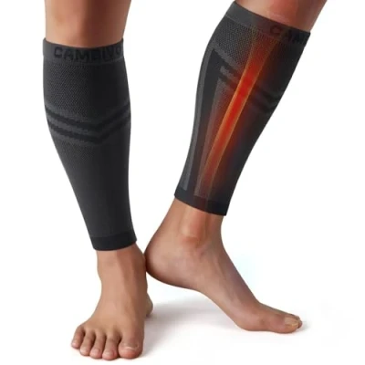 Abbildung von CAMBIVO Kompressionsstrümpfe Herren Damen 1 Paar, Waden Kompression, Wadenbandage zur Schienbeinschmerzen, Krampfadern, bequeme fußlose Kompressionssocken für Sport, Laufen, Fußball, Schwangere