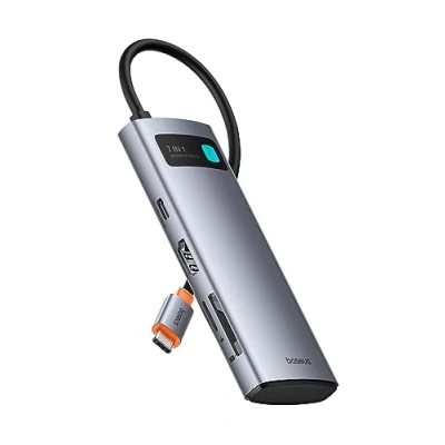 Abbildung von Baseus USB C Hub 7 in 1 Adapter mit 4K@60Hz HDMI, 100W PD, 3 A 3.0 5Gbps, SD/TF Kartenleser, Docking Station für iPhone 15, Laptop MacBook/Surface Pro/iPad/Steam Deck/Rog Ally/Samsung usw