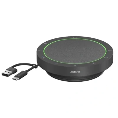 Abbildung von Jabra Speak2 55 Bluetooth Freisprechlösung, 4 Mikrofone mit Geräuschunterdrückung, 50 mm Breitband Lautsprecher, Audio, kompakt, tragbar für MS Teams zertifiziert, Dunkelgrau