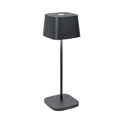 Abbildung von Zafferano, Ofelia Lampe, Kabellose, Wiederaufladbare Tischlampe mit Touch Control, Auch für den Außenbereich Geeignet, Dimmer, 2200 3000 K, Höhe 29 cm, Farbe Dunkelgrau