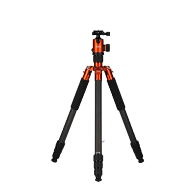 Abbildung von Rollei C6i Carbon Fotostativ: Kompakt, leicht, 3in1 Stativ mit Arca Swiss Kugelkopf, Monopod, Makrostativ, inkl Spikes und Tasche (Orange)