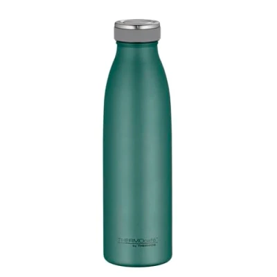 Abbildung von THERMOcafé by THERMOS TC BOTTLE moss green mat 0,50l, Edelstahl Isolierflasche kohlensäurefest, 12h heiß 24h kalt, Auslaufsicher, für Schule, Unterwegs &amp; Büro