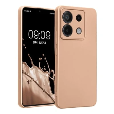Abbildung von kwmobile Handyhülle kompatibel mit Xiaomi Redmi Note 13 Pro 5G / Poco X6 Hülle weiche Silikon Case metallisch schimmernd in Metallic Gold