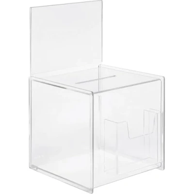 Abbildung von SIGEL VA152 Spendenbox / Losbox mit Zusatzfach und Einstecktafel für A5, aus hochwertigem besonders stabilem Acryl, 21 x 36,8 cm