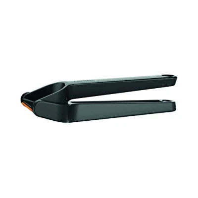 Abbildung von Fiskars Knoblauchpresse mit ausklappbarem Gittereinsatz und Schaber, Länge: 16 cm, Kunststoff/Metall, Functional Form, Schwarz, 1028361