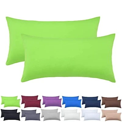 Abbildung von NatureMark 2er Pack Jersey Kissenbezug Kissenhülle Kissenbezüge Seitenschläferkissen Nackenkissen viele Größen und Farben ÖKO TEX (40 x 80 cm, Apfel grün)