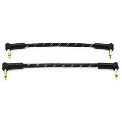 Abbildung von Fender Kabel Deluxe Series, 15cm, black tweed, 2er Pack, 2 x angled