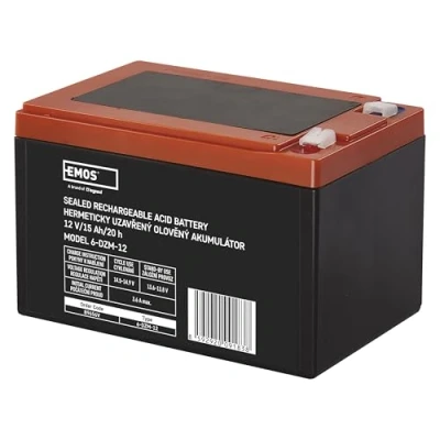 Abbildung von EMOS Wartungsfreier Bleiakku 12V 15Ah AGM Batterie Faston 6,3mm Anschluss Für Elektromotore, Handhabungstechnik, Gabelstapler, medizinische Bette, Reha Bereich Zyklenfest 150x100x102mm