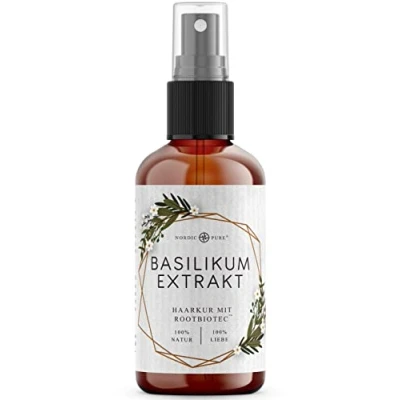 Abbildung von Basilikum Extrakt Haarkur von Nordic Pure Zur Pflege dünnem, trockenem &amp; brüchigem Haar Kann Haarausfall vorbeugen 100ml