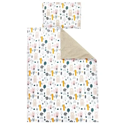 Abbildung von TupTam Kinder Bettwäsche Gemustert 2 Teilig Wendebettwäsche, Farbe: Kaninchen/Rosa/Punkte, Größe: 135x100 cm