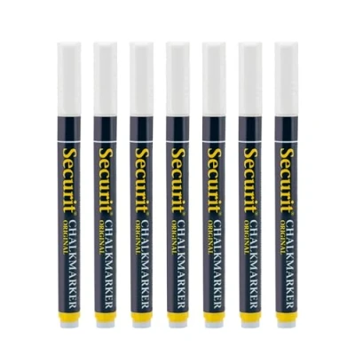 Abbildung von Securit BL SMA100 V4 COL Kreidemarker (mit Rundspitze ca. 1 2 mm) 7er Set weiß, Bunt