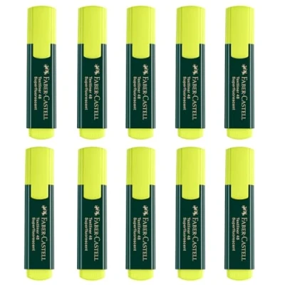 Abbildung von FABER CASTELL 205254 Textmarker Set gelb, 10 Neon Marker für Kinder und Erwachsene