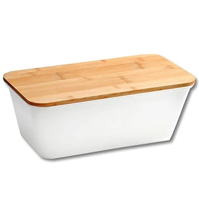 Abbildung von Kesper Brotbox, Material: Melamin, Bambus, Maße: B: 34 x H: 14 T: 18 cm, Farbe: Grau, Braun 58501