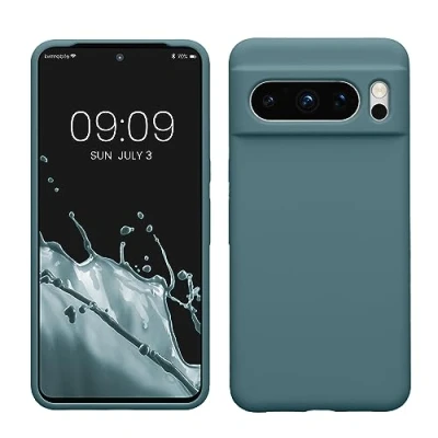 Abbildung von kwmobile Hülle kompatibel mit Google Pixel 8 Pro Silikon Handy Case Handyhülle weiche Oberfläche kabelloses Laden Arctic Night