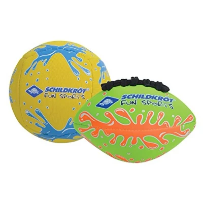 Abbildung von Schildkröt® Mini Ball Duo Pack, Set bestehend aus 1 Volley und American Football, Ø 9 cm, griffig salzwasserfest, ideal für Strand Wasser, 970282
