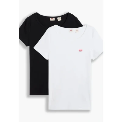 Abbildung von Levi&#039;s Damen 2 Pack Tee T Shirt, White +/Mineral Black, XL