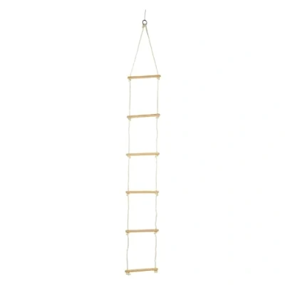 Abbildung von small foot Strickleiter mit sechs Holzsprossen, 2 m, Kletterspielzeug für drinnen und draußen, bis ca. 75 kg, 1048, Braun