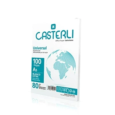 Abbildung von CASTERLI 81017 Folien A5, Papier 100 Blatt, weißes 80 g/m² Papier, extra weiß, Mehrzweckpapier für A5 (A5, Blatt)