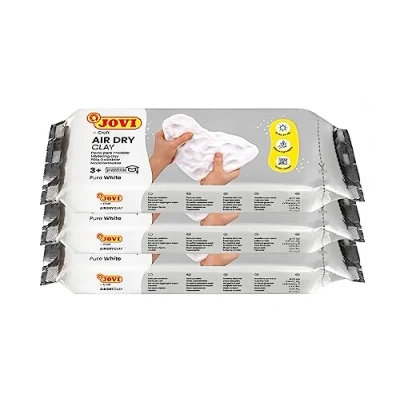 Abbildung von Jovi Air Dry Modelliermasse, gebrauchsfertig, lufttrocknend, auf Basis von Feuchtton, 3x 500g in weiß