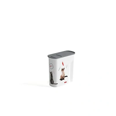 Abbildung von Curver Futter Container 2,5kg I Verseuse 6L Chat, weiß/grau/Love Pets Katzen
