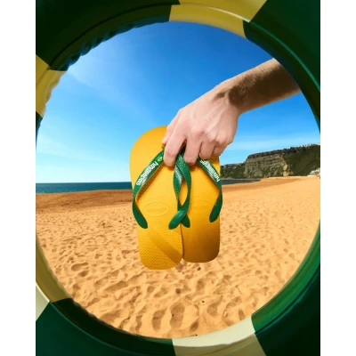 Abbildung von Havaianas Brasil LOGO Unisex Zehentrenner, Größe: 39 40, Pop yellow Schuhe