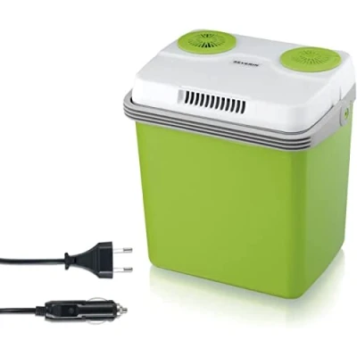 Abbildung von SEVERIN Elektrische Kühlbox (19 L) mit Kühl und Warmhaltefunktion, Auto 2 Anschlüssen (Netzteil &amp; Zigarettenanzünder), grün/grau, KB 2922
